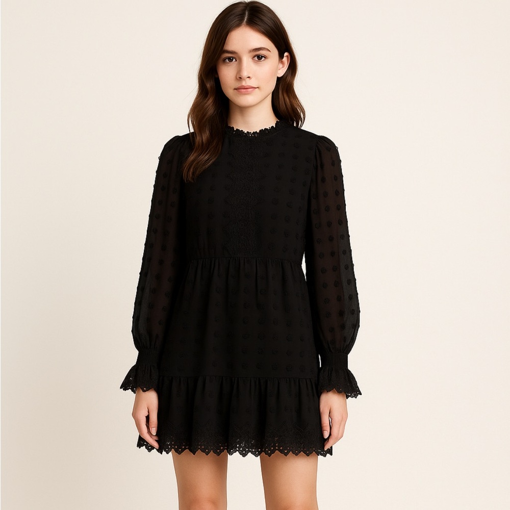 Elegant Black Lace Mini Dress